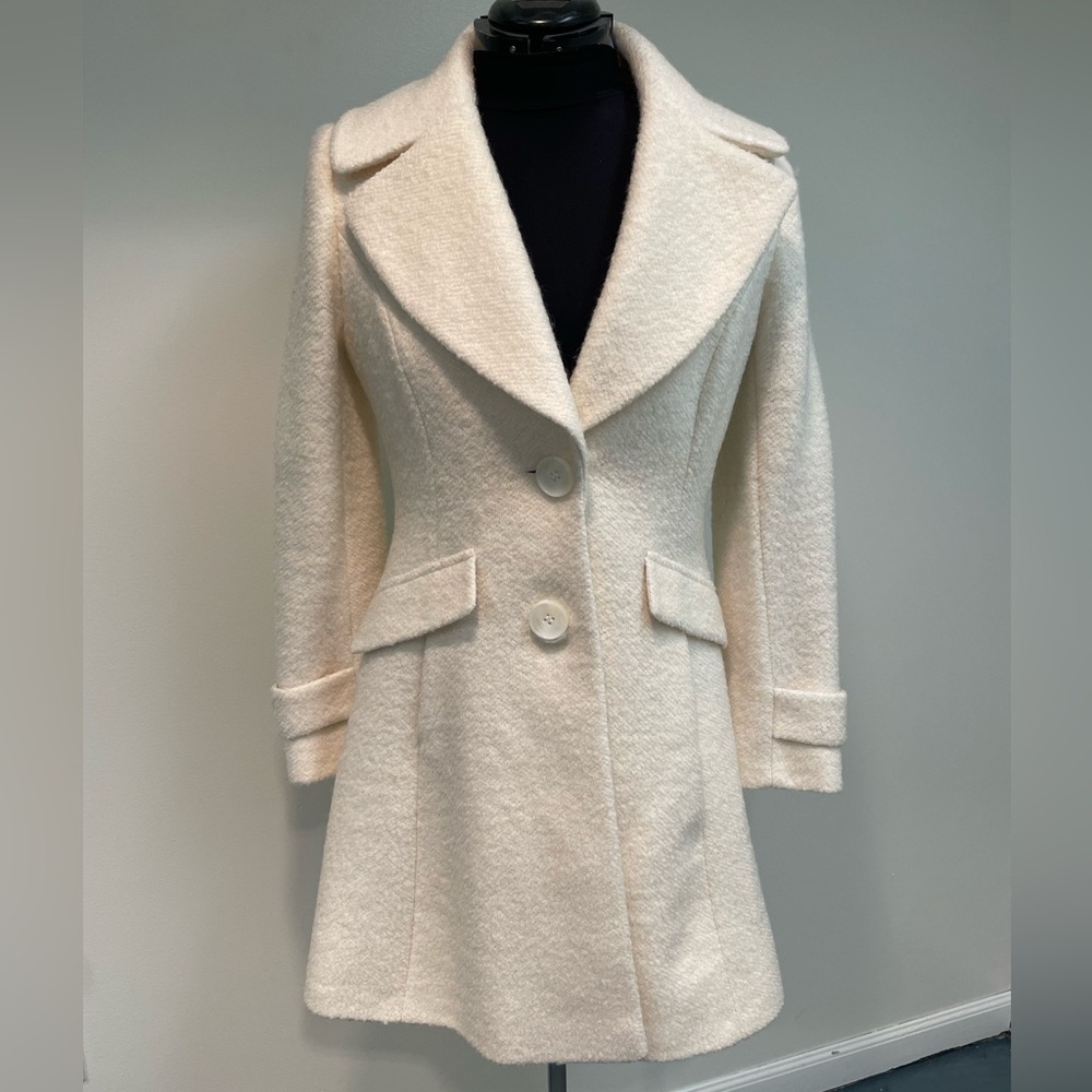 Sam Edelman Cream Wool Blend boucle Coat